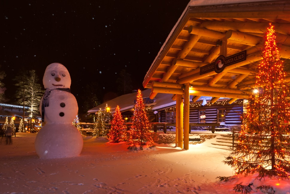 Snowman and christmas trees