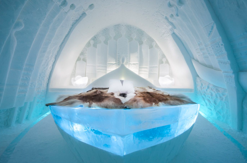 bedroom made out of ice